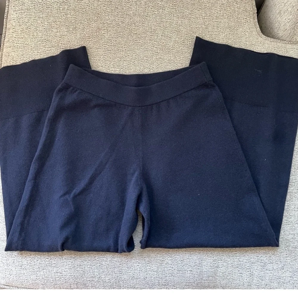 J.Crew featherweight cashmere cropped wide leg elastic waistband pants lounge